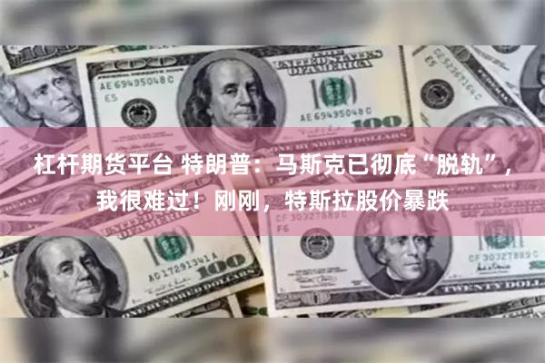 杠杆期货平台 特朗普：马斯克已彻底“脱轨”，我很难过！刚刚，特斯拉股价暴跌